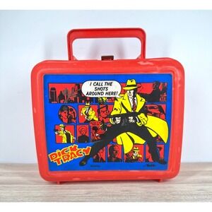 Vintage 1980s Dick Tracy Red Lunch Box Plastic